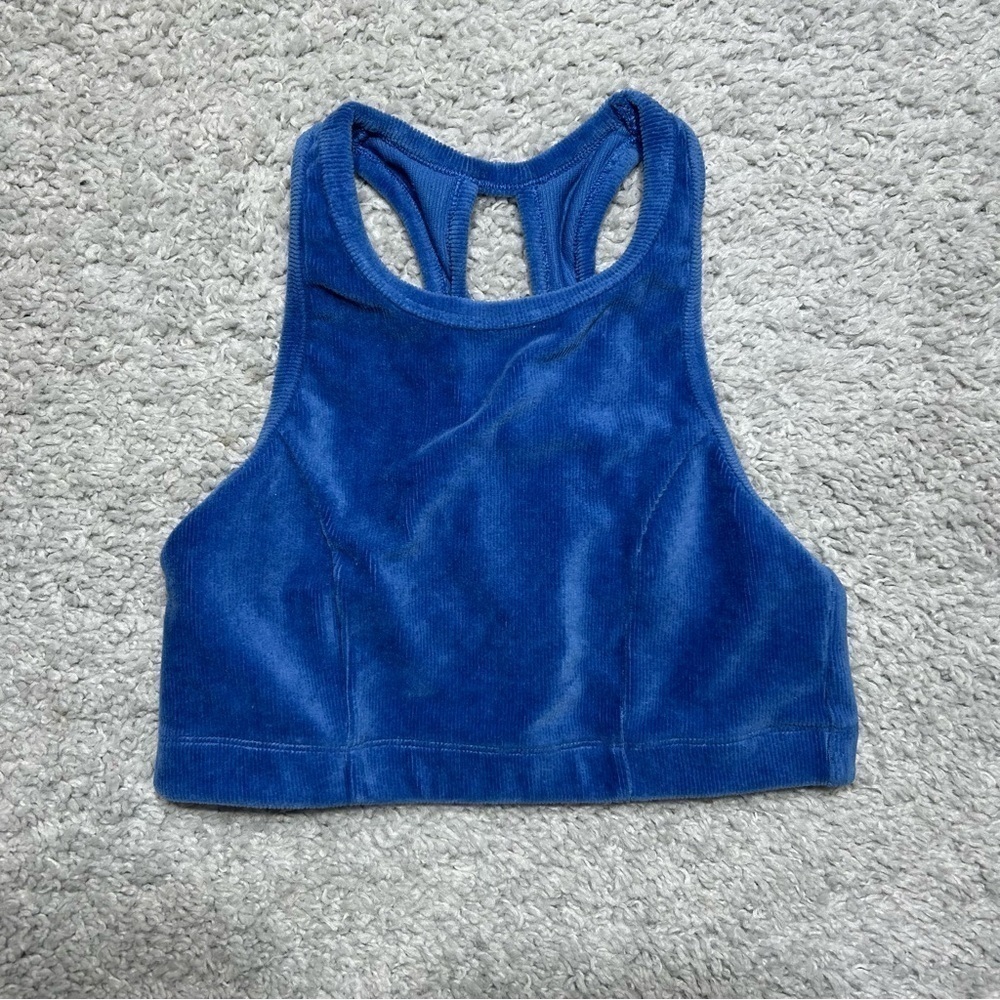 Aerie Sports Bra Small Corduroy Loungewear Athletic Activewear Blue Casual Basic